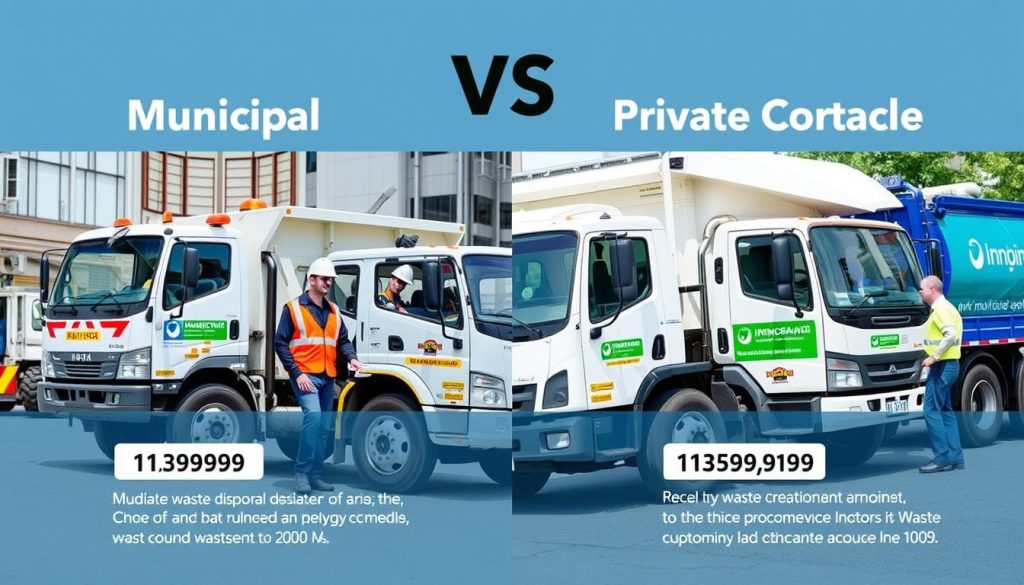 Jämförelse mellan kommunal och privat bortforsling av skräp med prisexempel