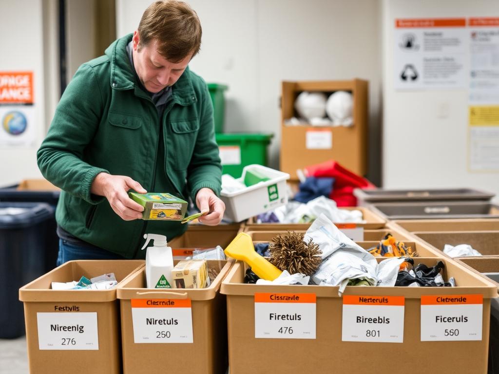 Korrekt sortering av avfall från förrådsrensning