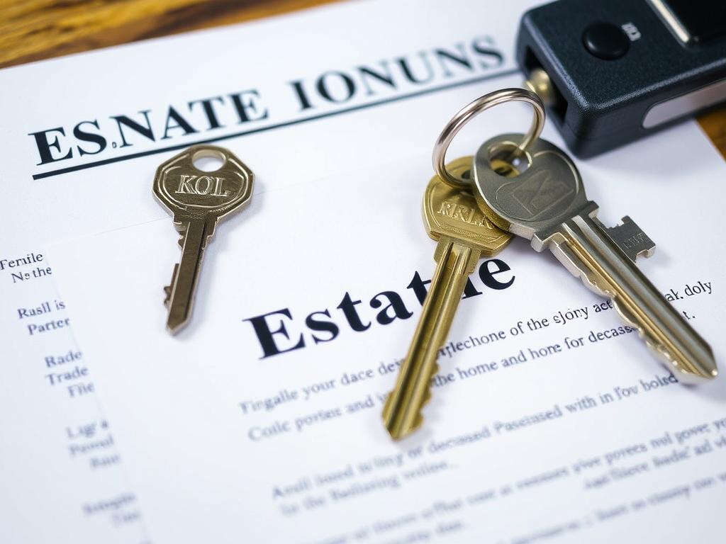 Nycklar till ett dödsbo med juridiska dokument