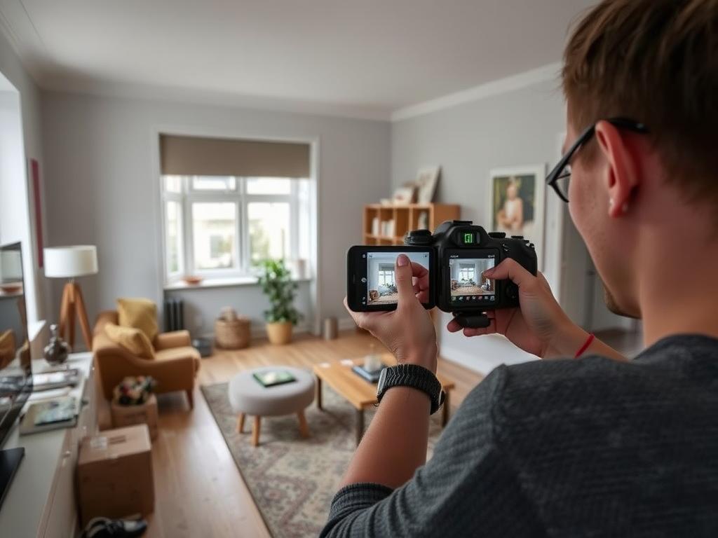 Person som fotograferar möbler för försäljning online i Stockholm