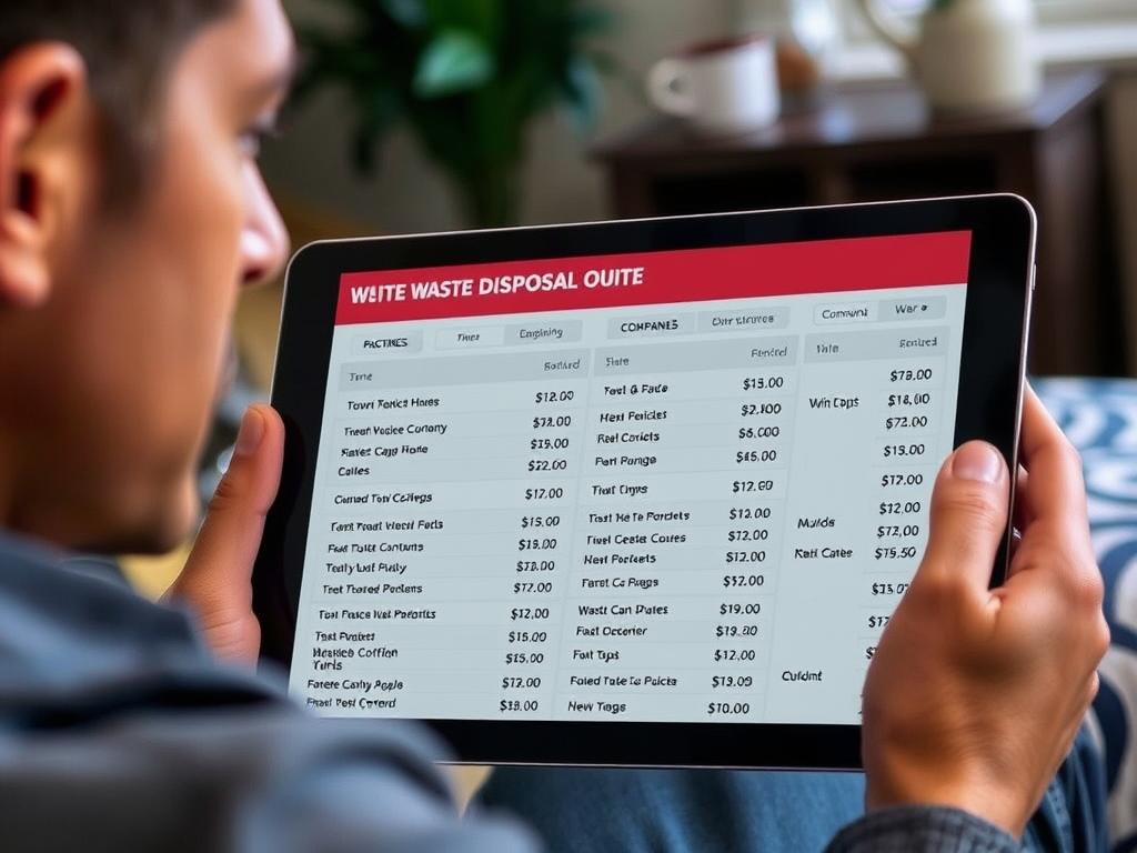 Person som jämför olika offerter för bortforsling av skräp
