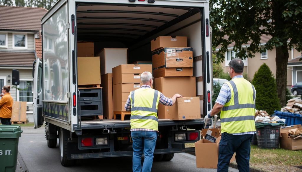 Professionell tömning av en fastighet med lastbil