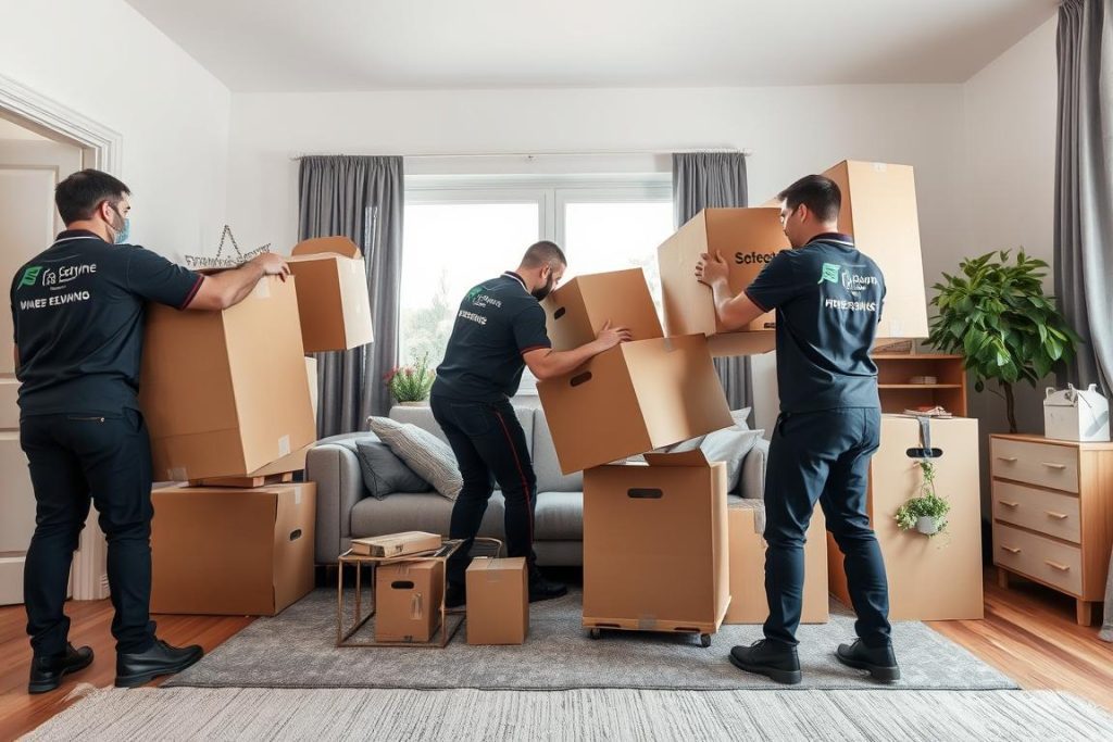 Professionellt team som tömmer en lägenhet i Stockholm