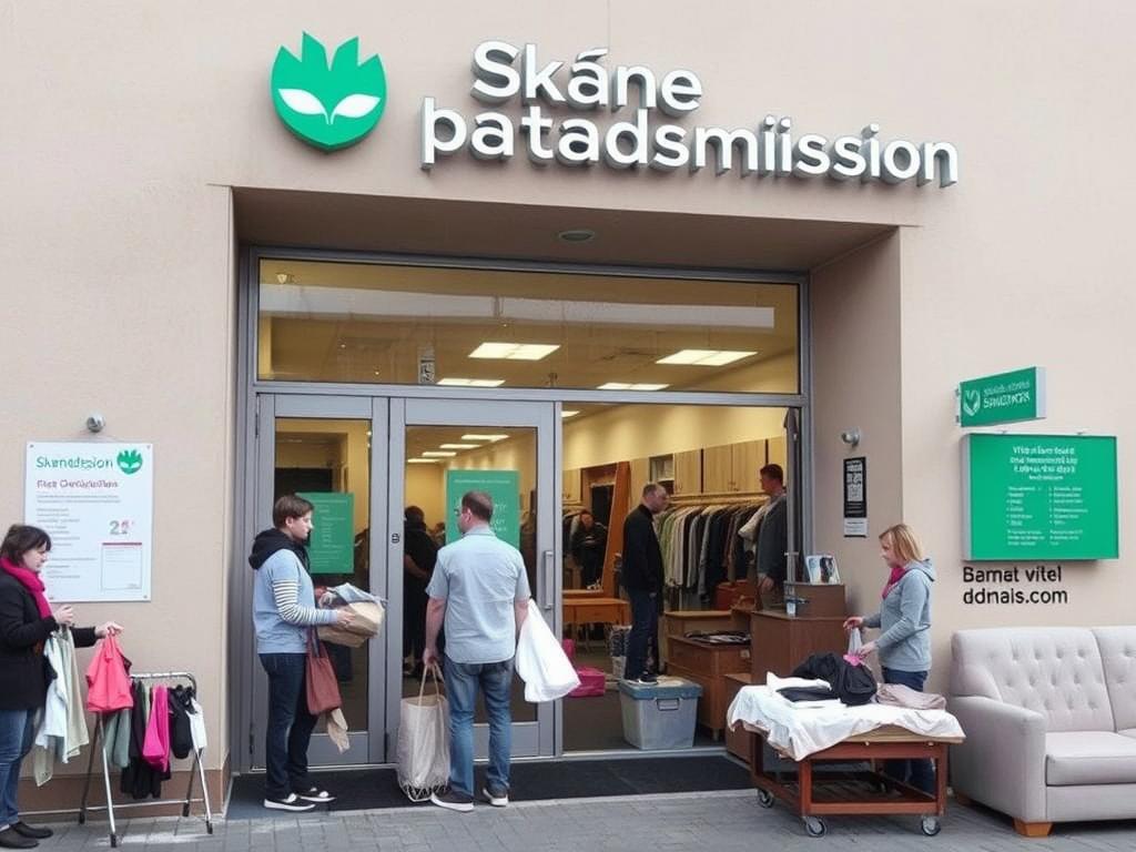 Skåne Stadsmissions inlämningsställe för skänka kläder och möbler från dödsbo Malmö