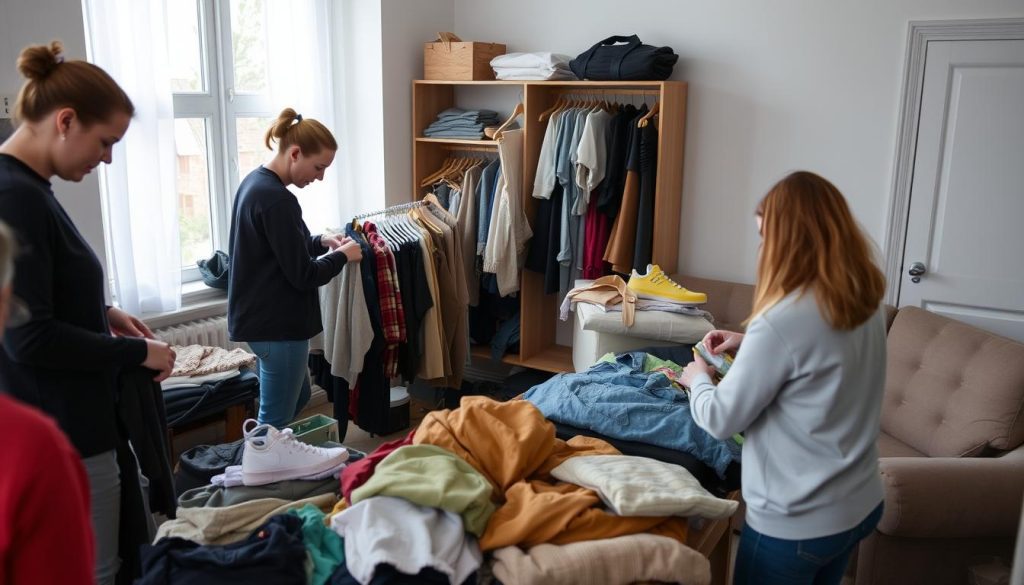 Sortering av kläder och möbler från dödsbo för donation i Malmö