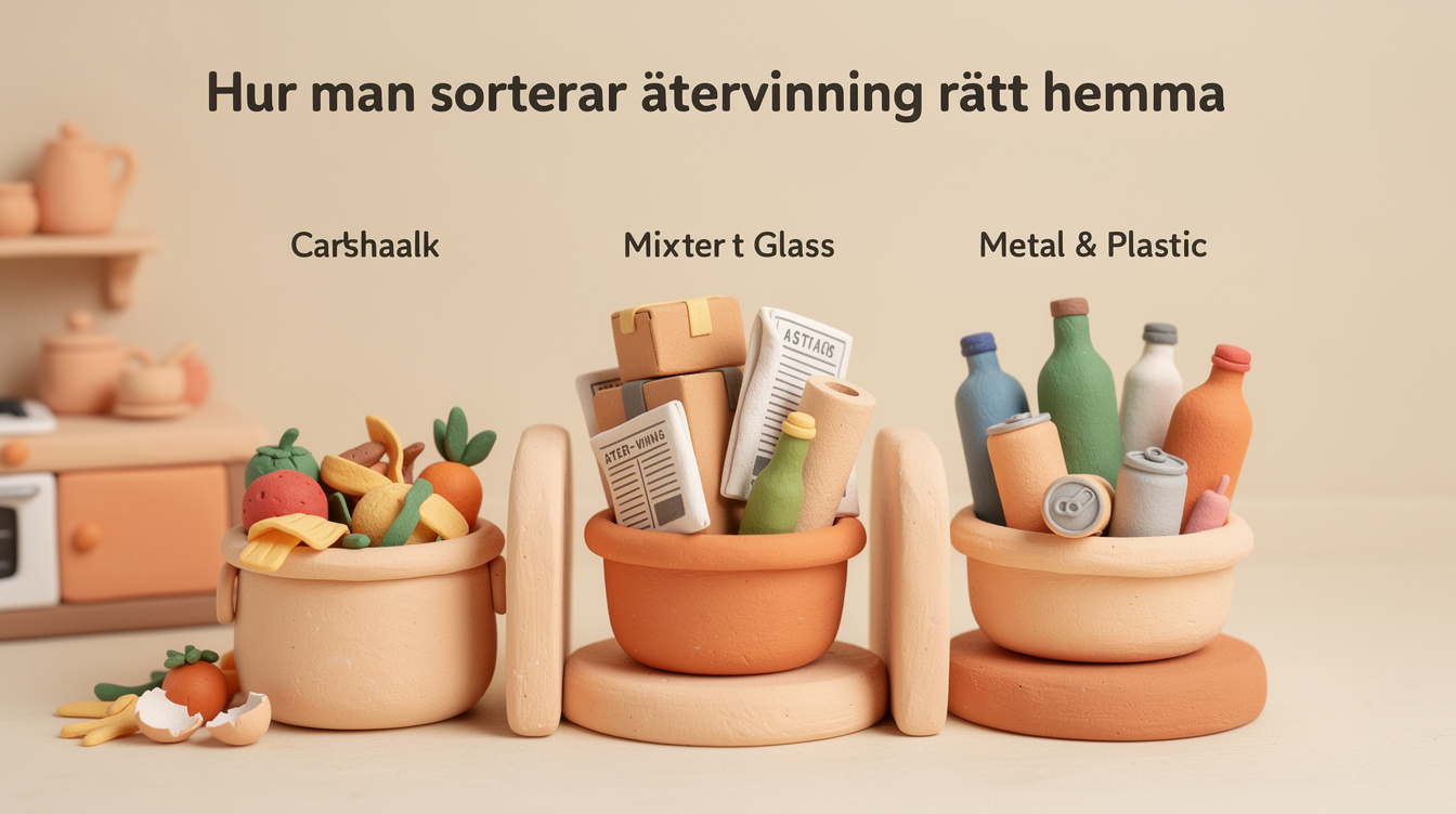 hur man sorterar återvinning rätt hemma illustration